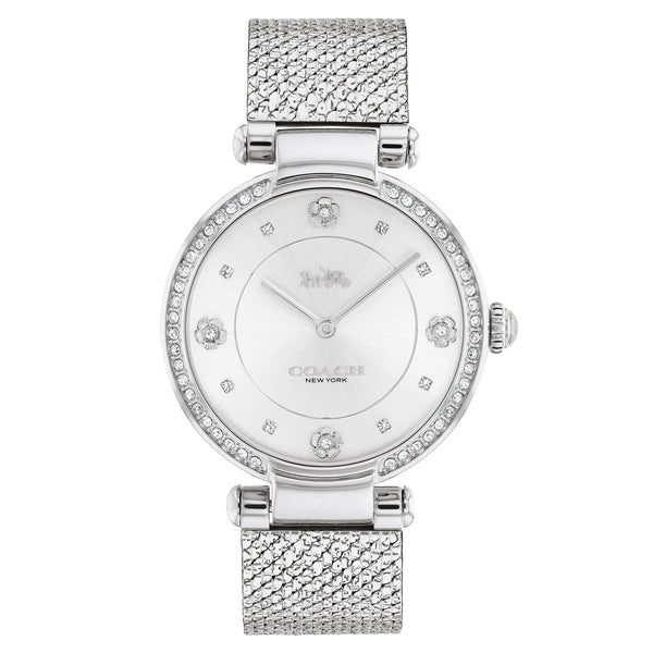 Coach Cary Stainless Steel Mesh Silver White Dial Women's Watch - 14503995