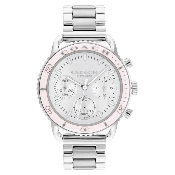 Coach Stainless Steel Silver White Dial Chronograph Women's Watch - 14504050