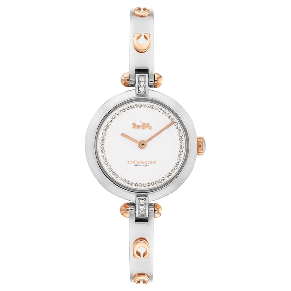 Coach Two-Tone Stainless Steel Bangle White Dial Women's Watch - 14504084