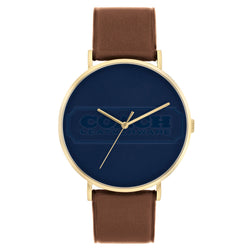 Coach Brown Leather Blue Dial Men's Watch - 14602599