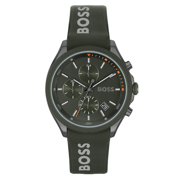 Hugo Boss Silicone Green Dial Chronograph Men's Watch - 1514060