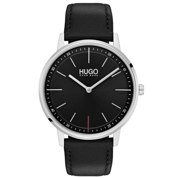 Hugo Exist Black Leather  Men's Watch - 1520007
