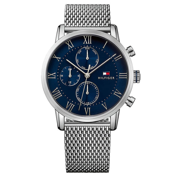 Tommy Hilfiger Stainless Steel Mesh Blue Dial Men's Multi-function Watch - 1791398