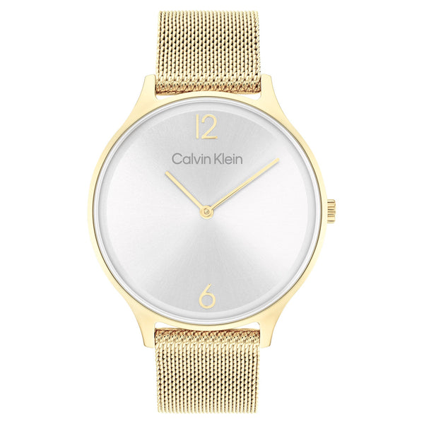 Calvin Klein Gold Mesh Silver Dial Women's Watch - 25200003
