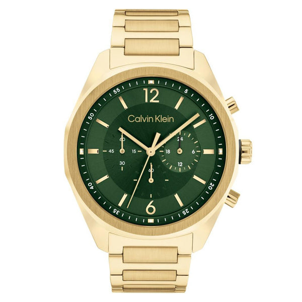 Calvin Klein Gold Steel Green Dial Chronograph Men's Watch - 25200266