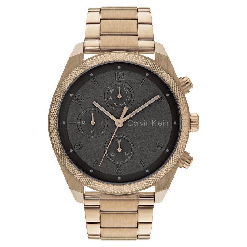 Calvin Klein Beige Gold Steel Cool Grey Dial Multi-function Men's Watch - 25200357