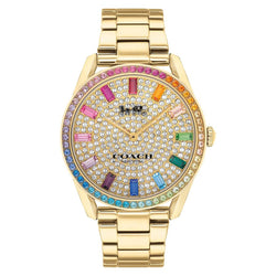 Coach Preston Rainbow Crystal and Gold Steel Women's Watch - 14503657