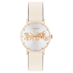 Coach Perry Chalk Leather Silver White Dial Women's Watch - 14503796