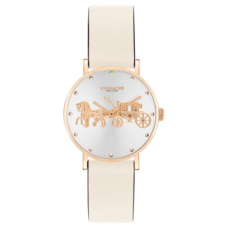 Coach Perry Chalk Leather Silver White Dial Women's Watch - 14503796