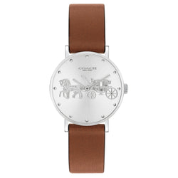 Coach Perry Brown Leather Silver White Dial Women's Watch - 14503797
