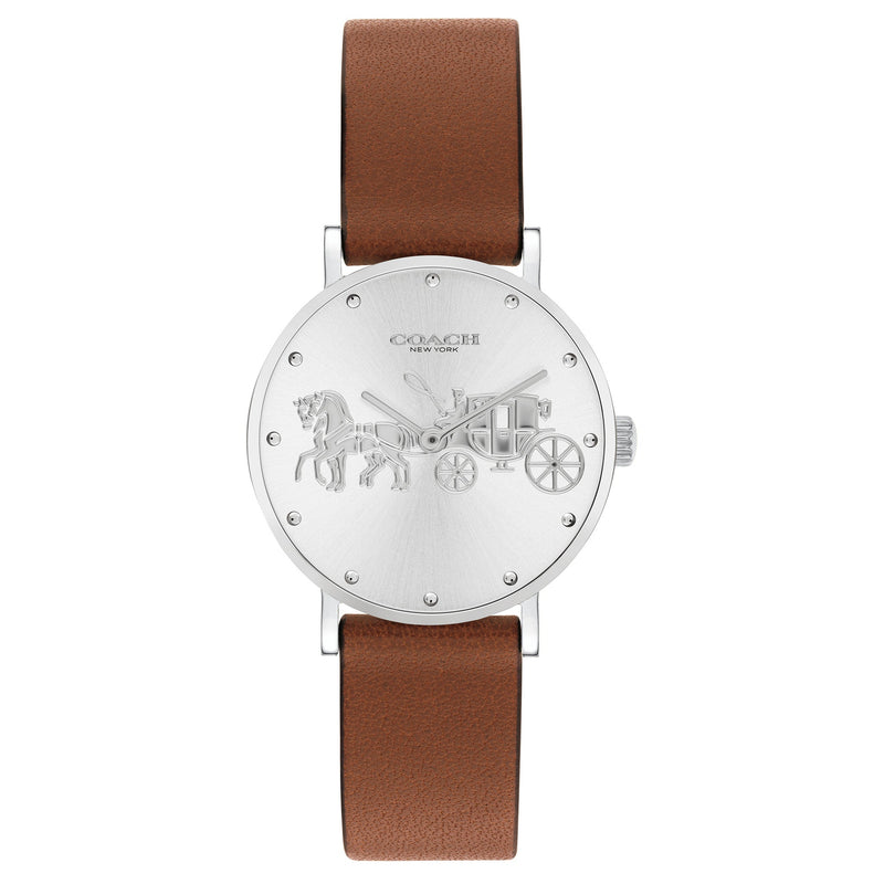 Coach Perry Brown Leather Silver White Dial Women's Watch - 14503797