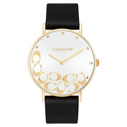 Coach Perry Black Leather Silver White Dial Women's Watch - 14503801