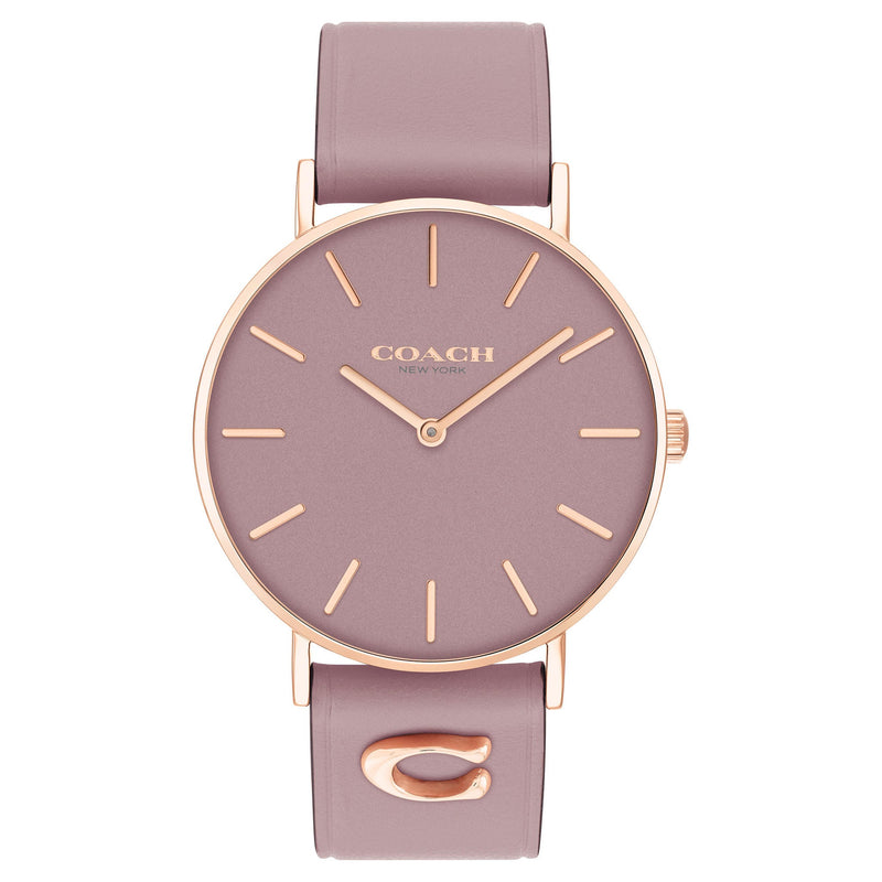 Coach Leather Band Purple Dial Women's Watch - 14503924