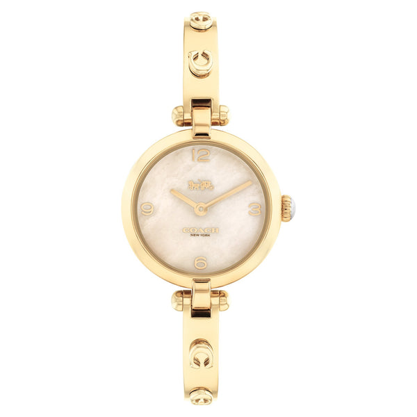 Coach Cary Gold Stainless Steel Bangle Gold Mother of Pearl Dial Women's Watch - 14504006