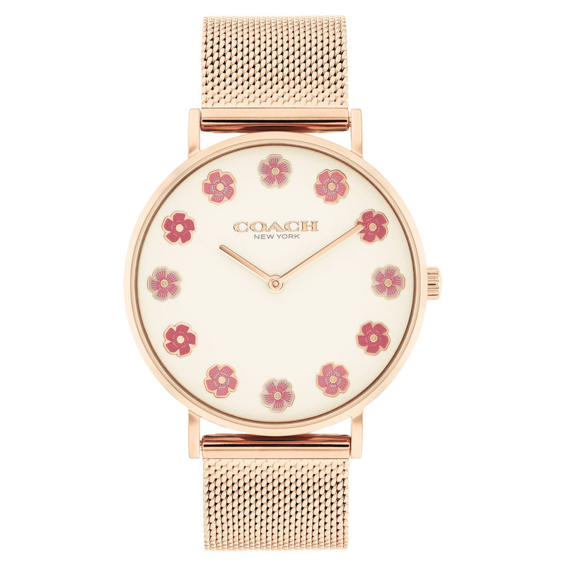Coach Rose Gold Steel Mesh Chalk Dial Women's Watch - 14504101