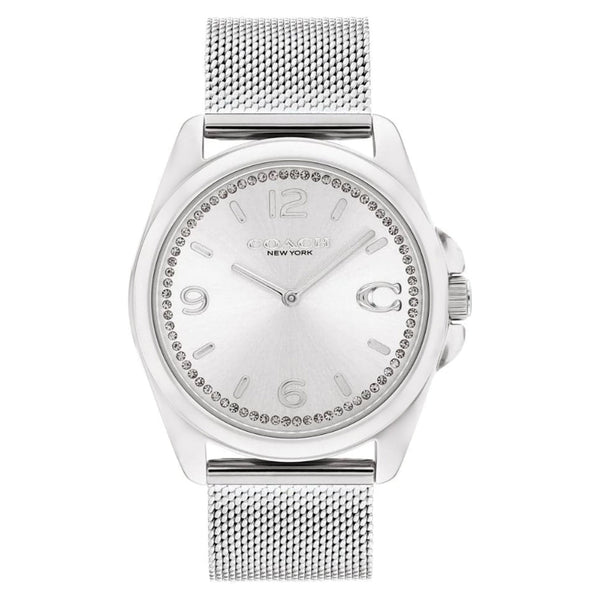 Coach Stainless Steel Mesh Silver White Dial Women's Watch - 14504146