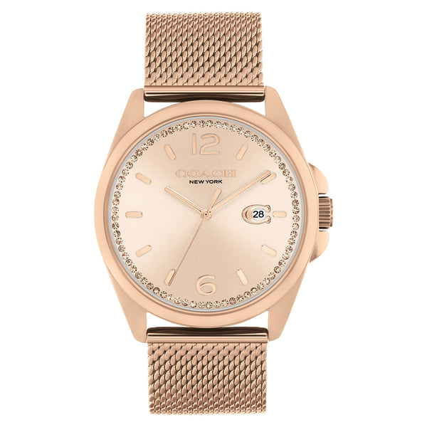 Coach Rose Gold Steel Mesh Carnation Gold Dial Women's Watch - 14504253