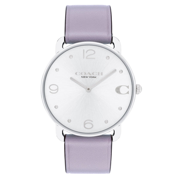 Coach Purple Leather Silver White Dial Women's Watch - 14504286