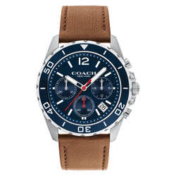 Coach Saddle Leather Navy Dial Chronograph Men's Watch - 14602560