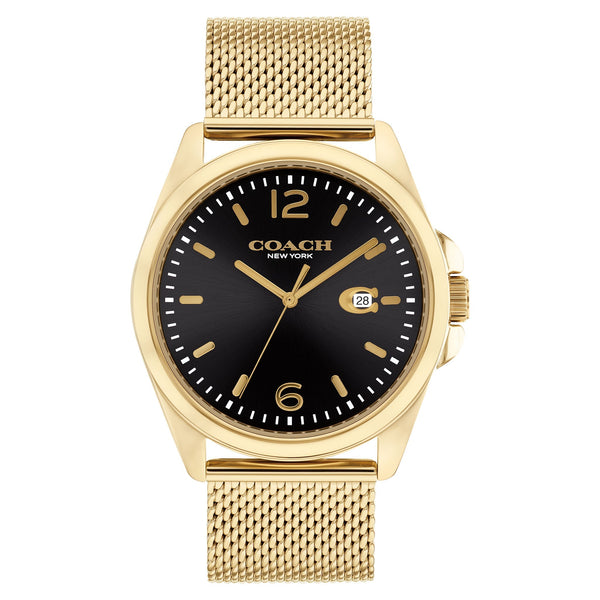 Coach Gold Steel Mesh Black Dial Men's Watch - 14602618