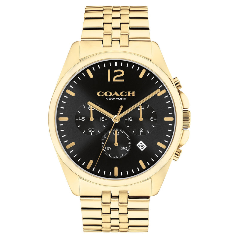 Coach Gold Steel Black Dial Fashion Chronograph Men's Watch - 14602657