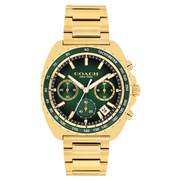 Coach Gold Steel Green Dial Chronograph Men's Watch - 14602738