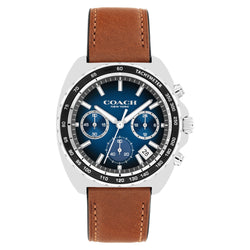 Coach Saddle Calfskin Leather Blue Dial Chronograph Men's Watch - 14602741