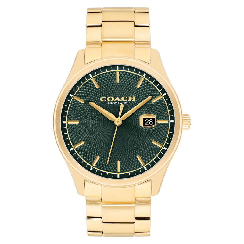 Coach Gold Steel Green Dial Men's Watch - 14602753