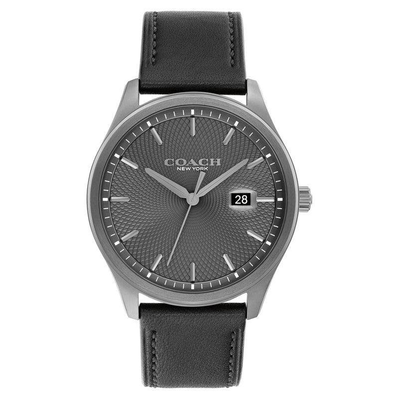 Coach Black Leather Grey Dial Men's Watch - 14602758