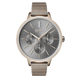 Hugo Boss Steel Mesh Grey Dial Women's Multi-function Watch - 1502424