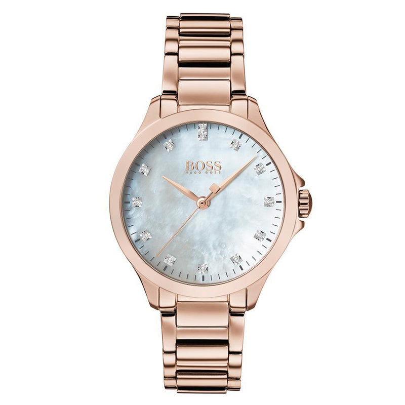 Hugo Boss Diamonds For Her Carnation Gold Steel Women's Watch - 1502523