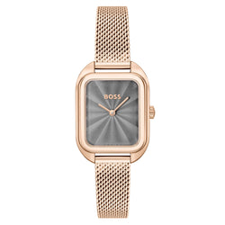 Hugo Boss Carnation Gold Steel Mesh Grey Dial Slim Women's Watch - 1502683