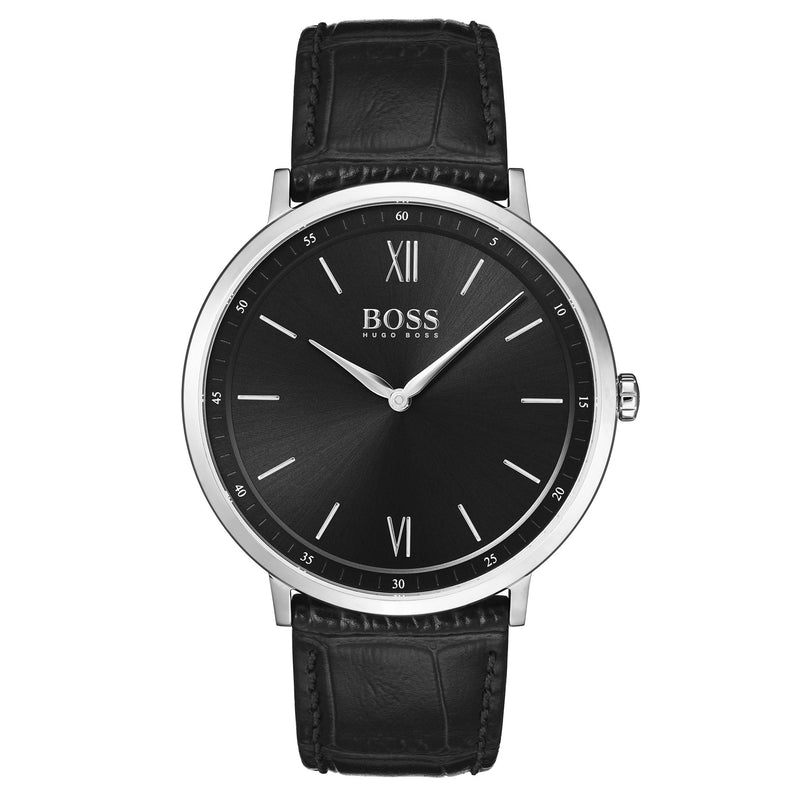 Hugo Boss Essential Black Leather Men's Watch - 1513647