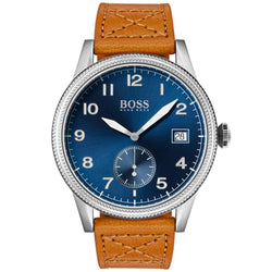 Boss Legacy Classic Yellow Leather Blue Dial Men's Watch - 1513668