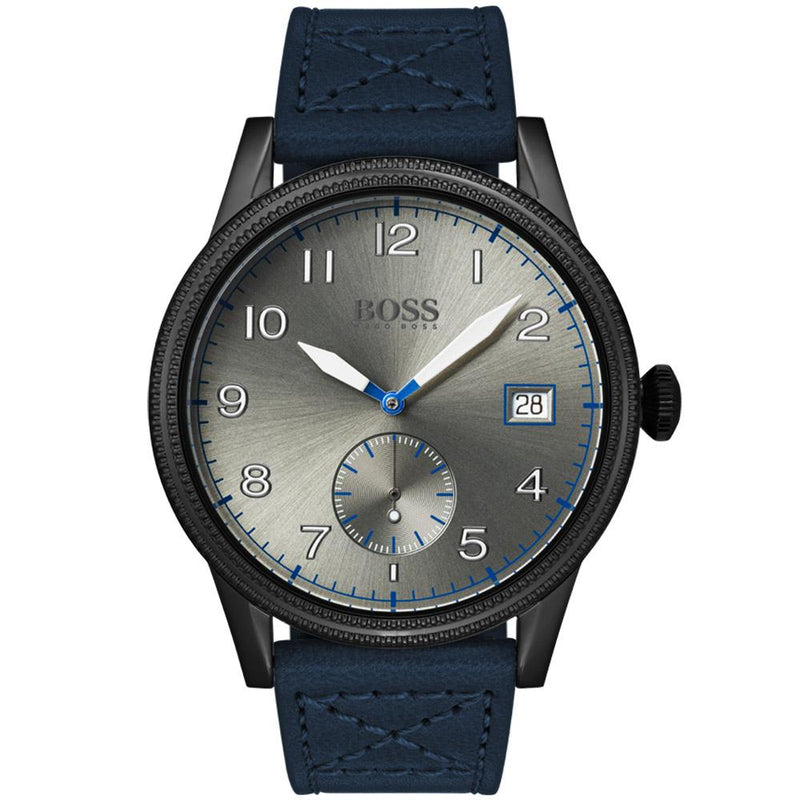 Boss Legacy Blue Leather Grey Dial Men's Watch - 1513684