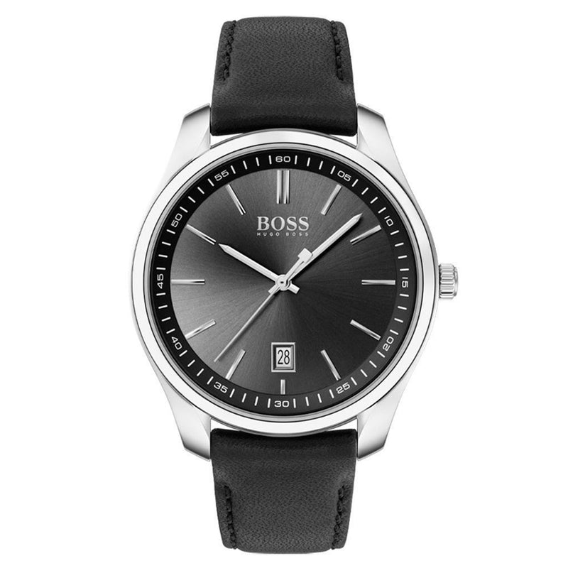 Hugo Boss Circuit Black Leather Men's Watch - 1513729