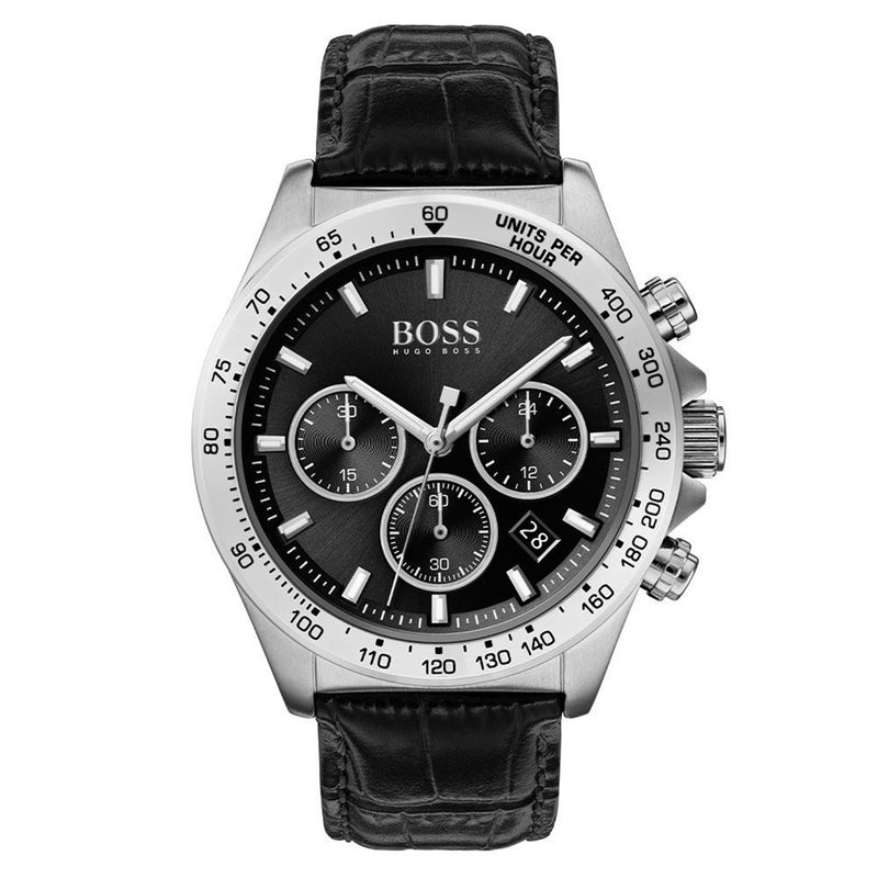 Hugo Boss Hero Black Leather Men's Chrono Watch - 1513752