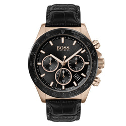 Hugo Boss Hero Black Leather Men's Chrono Watch - 1513753