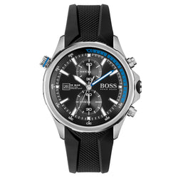 Hugo Boss Silicone Black Dial Chronograph Men's Watch - 1513820