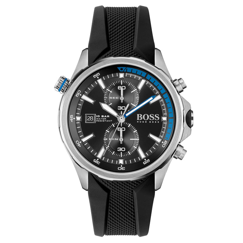 Hugo Boss Silicone Black Dial Chronograph Men's Watch - 1513820