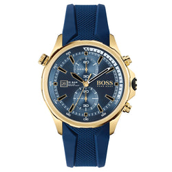 Hugo Boss Globetrotter Blue Silicone Men's Chronograph Watch - 1513822