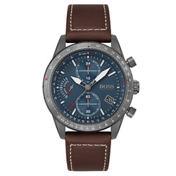 Hugo Boss Pilot Edition Chrono Brown Leather Men's Watch - 1513852