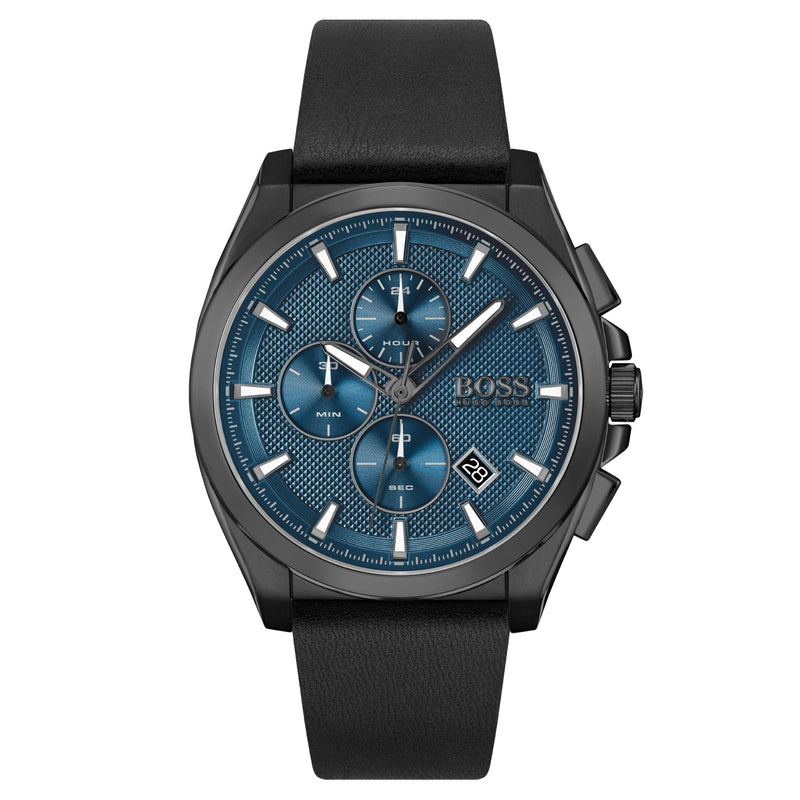 Hugo Boss Black Leather Blue Dial Men's Chronograph Watch - 1513883