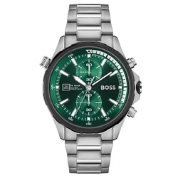 Hugo Boss Silver Steel Green Dial Chronograph Men's Watch - 1513930
