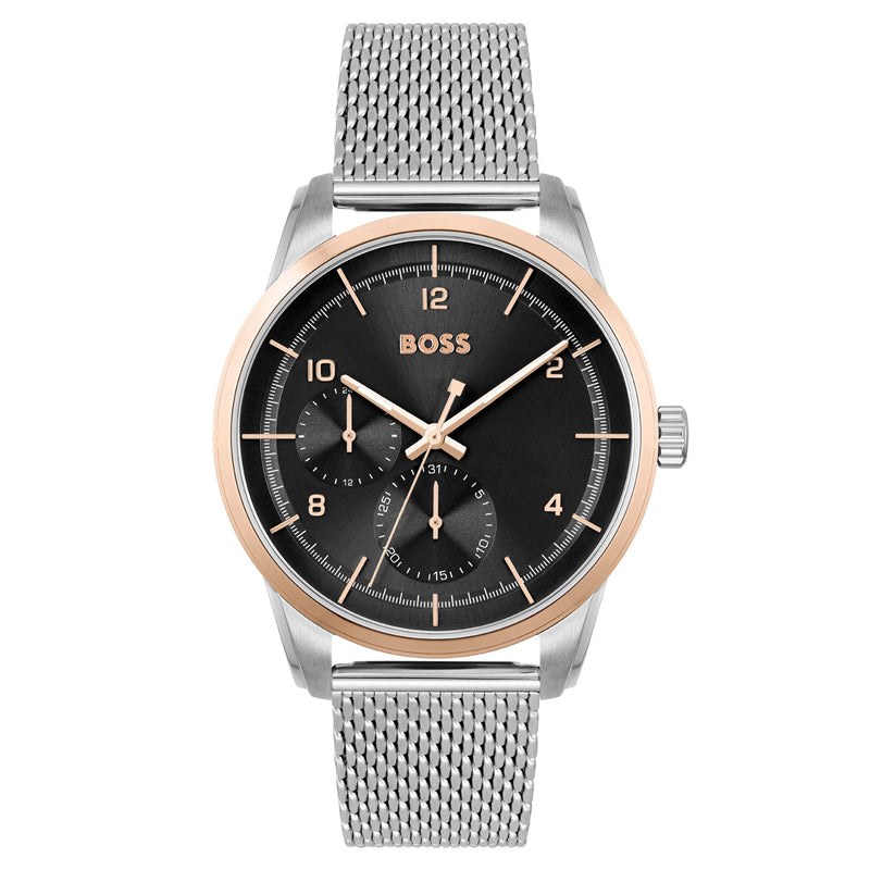 Hugo Boss Mesh Steel Black Dial Men's Multi-function Watch - 1513961