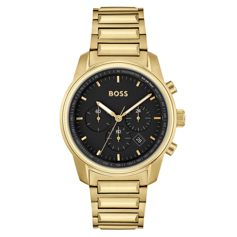 Hugo Boss Gold Steel Black Dial Chronograph Men's Watch - 1514006