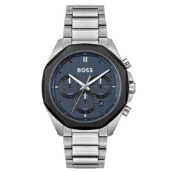 Hugo Boss Silver-tone Steel Blue Dial Chronograph Men's Watch - 1514015