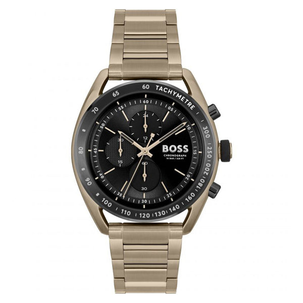 Hugo Boss Beige Gold Steel Black Dial Chronograph Men's Watch - 1514027