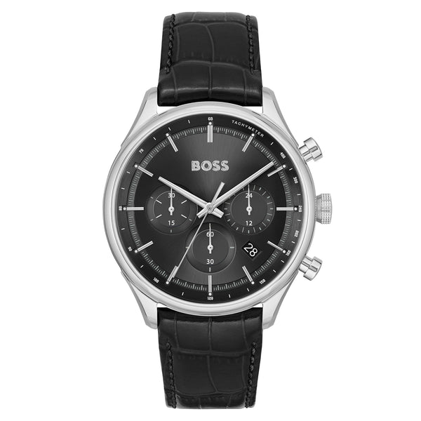 Hugo Boss Black Leather Chronograph Men's Watch - 1514049