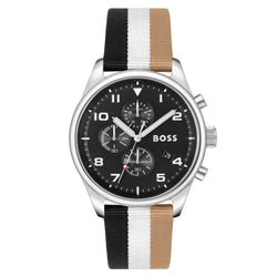 Hugo Boss Multi-colour Nylon Black Dial Chronograph Men's Watch - 1514062